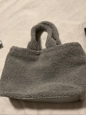 Cozy Gray Sherpa Tote Bag for Women